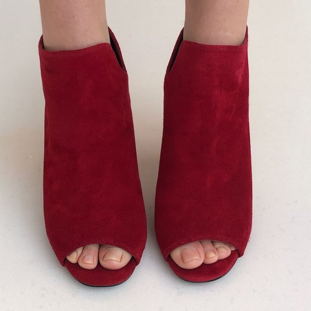 Real Leather Suede Open Toe Heels